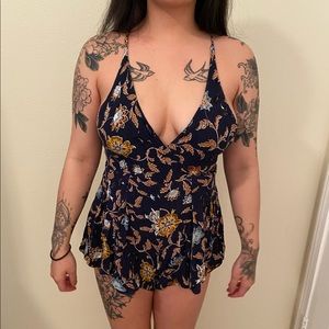 strappy floral romper